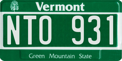 VT license plate NTO931