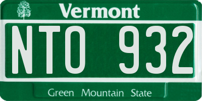 VT license plate NTO932