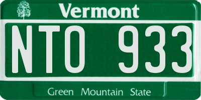 VT license plate NTO933