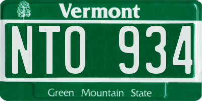 VT license plate NTO934
