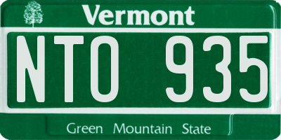 VT license plate NTO935