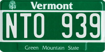 VT license plate NTO939