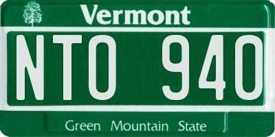 VT license plate NTO940