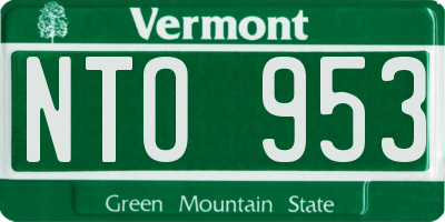 VT license plate NTO953