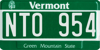VT license plate NTO954