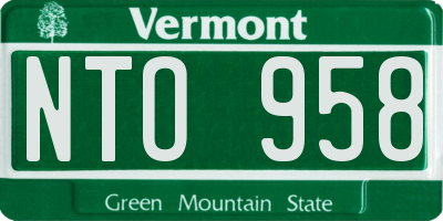 VT license plate NTO958