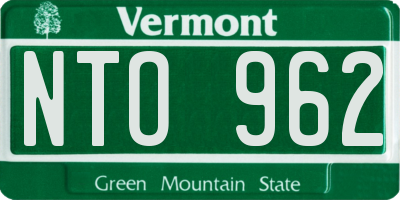 VT license plate NTO962