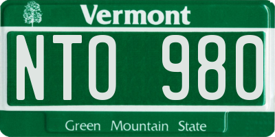 VT license plate NTO980