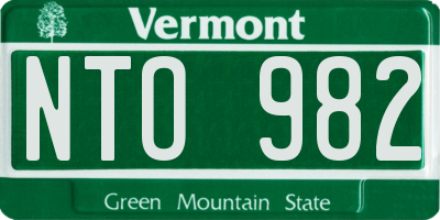 VT license plate NTO982