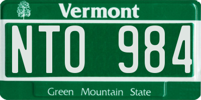 VT license plate NTO984