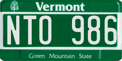 VT license plate NTO986