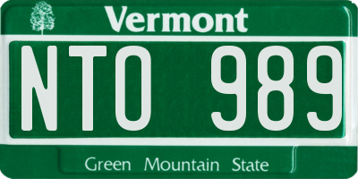 VT license plate NTO989