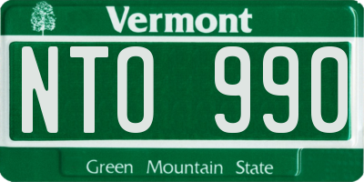 VT license plate NTO990
