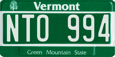 VT license plate NTO994