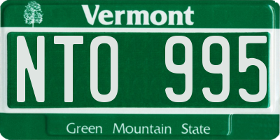 VT license plate NTO995