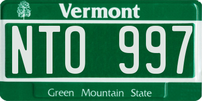 VT license plate NTO997