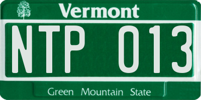 VT license plate NTP013