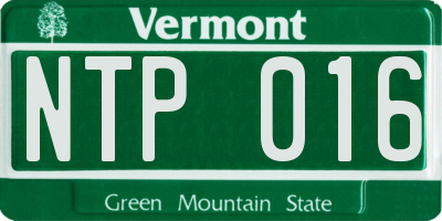 VT license plate NTP016