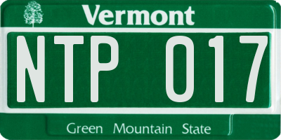 VT license plate NTP017