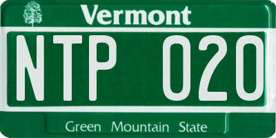 VT license plate NTP020