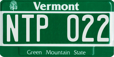 VT license plate NTP022