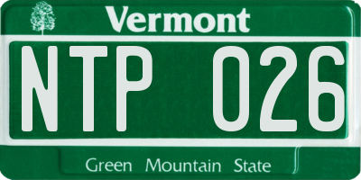 VT license plate NTP026