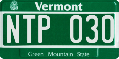 VT license plate NTP030