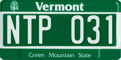 VT license plate NTP031