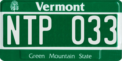 VT license plate NTP033