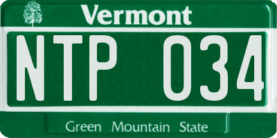 VT license plate NTP034