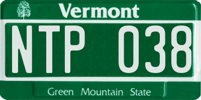 VT license plate NTP038