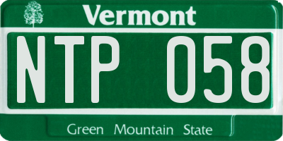 VT license plate NTP058