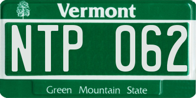 VT license plate NTP062