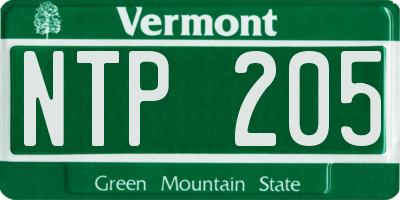 VT license plate NTP205