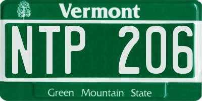 VT license plate NTP206