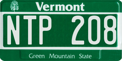 VT license plate NTP208