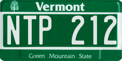 VT license plate NTP212