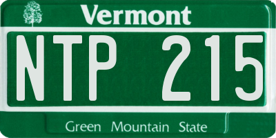 VT license plate NTP215