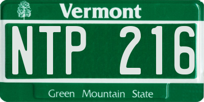 VT license plate NTP216