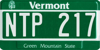 VT license plate NTP217