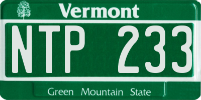 VT license plate NTP233
