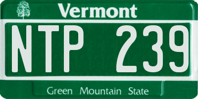 VT license plate NTP239