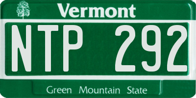 VT license plate NTP292