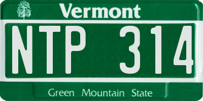 VT license plate NTP314