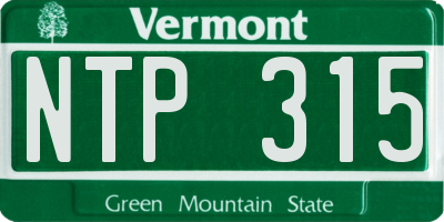 VT license plate NTP315