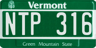 VT license plate NTP316
