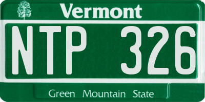 VT license plate NTP326