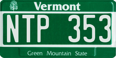 VT license plate NTP353