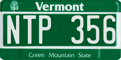 VT license plate NTP356