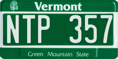 VT license plate NTP357